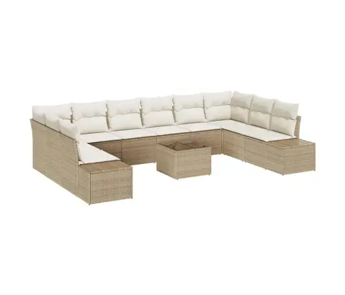 11 Daļu Dārza Dīvānu Komplekts Ar Spilveniem Brūns Poli Rotangpalma Vidaxl