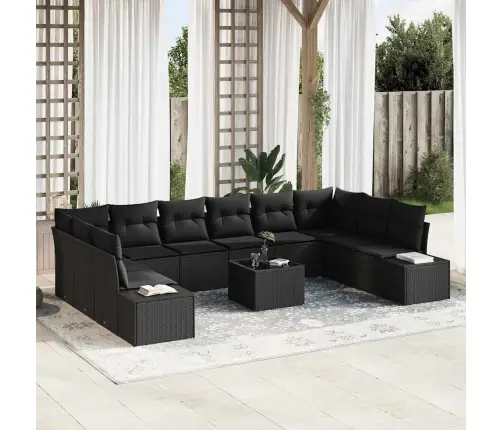 Aia Diivanikomplekt Padjaga 11 Pcs Must Polürotang