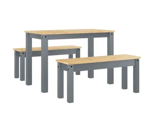 3-Daļīgs Pusdienu Mēbeļu Komplekts Panama, Pelēka Priedes Koks Vidaxl