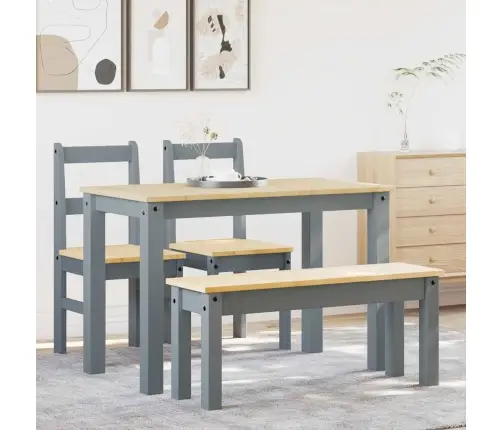 4-Daļīgs Pusdienu Mēbeļu Komplekts Panama, Pelēka Priedes Koks Vidaxl