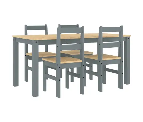 5-Daļīgs Pusdienu Mēbeļu Komplekts Panama, Pelēka Priedes Koks Vidaxl