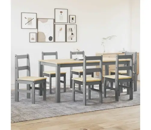 Valgomojo Komplektas Panama, 7 Dalių, Pilka Pušies Masyvas