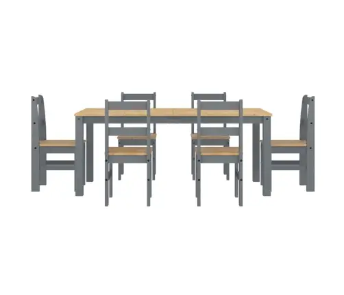 Valgomojo Komplektas Panama, 7 Dalių, Pilka Pušies Masyvas