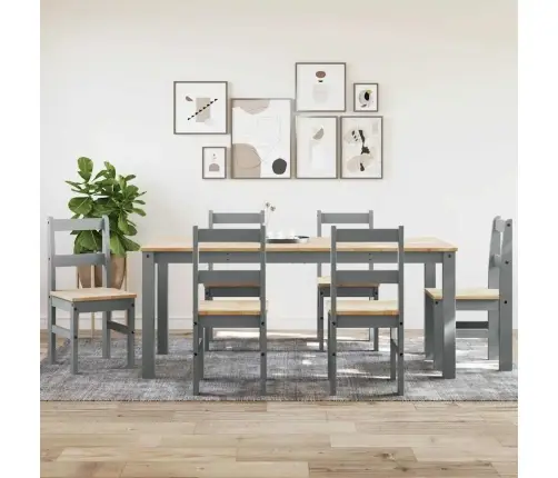 Valgomojo Komplektas Panama, 7 Dalių, Pilka Pušies Masyvas