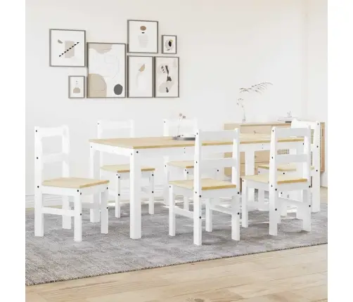 7-Daļīgs Pusdienu Mēbeļu Komplekts Panama, Balta Priedes Koks Vidaxl