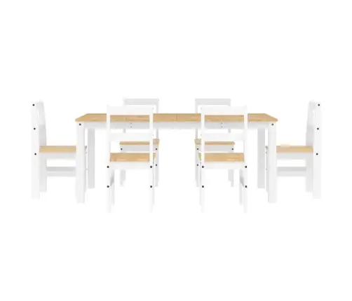 7-Daļīgs Pusdienu Mēbeļu Komplekts Panama, Balta Priedes Koks Vidaxl