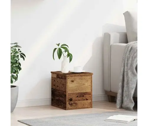 Uzglabāšanas Kaste Ar Vāku Vecs Koks 30X35X35 Cm Inženierijas Koks Vidaxl