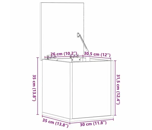 Salvestuskarp Ladustamisega Must Tamm 30 X 35 X 35 Cm Tehispuit