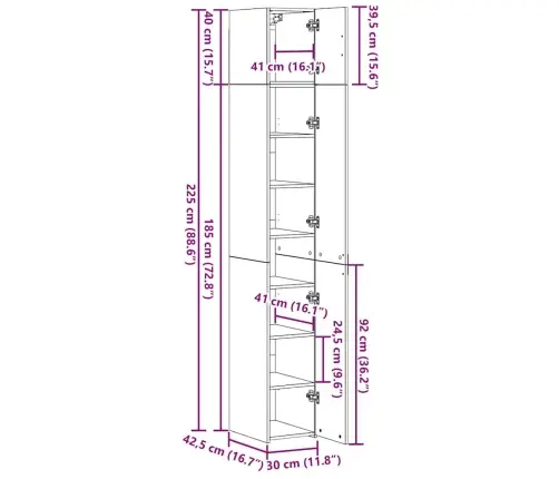Raamatukapp Sahtliga Must Tamm 30 X 42.4 X 185.2 Cm
