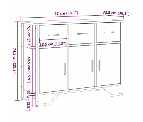 Komoda Artisano Ąžuolo 97 X 32.5 X 74.5 Cm Apdirbta Mediena Komoda Artisano Ąžuolo 97 X 32.5 X 74.5 Cm Apdirbta Mediena