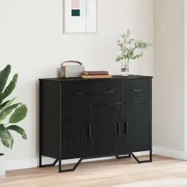Sānu Galds Melns Ozolkoks 97 X 32.5 X 74.5 Cm Inženierijas Koks Vidaxl