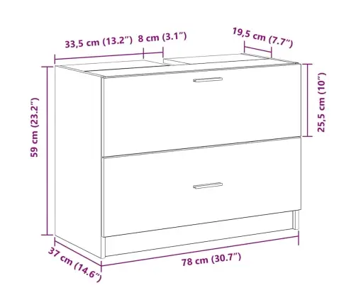 Vonios Spintelė Juodas Ąžuolas 78 X 37 X 59 Cm Apdirbta Mediena