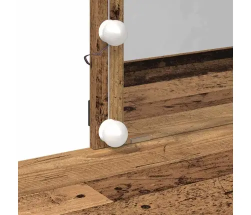 Grīdas Spogulis Ar Led Gaismām Veca Koka Un Inženierētā Koka Dizainā Vidaxl