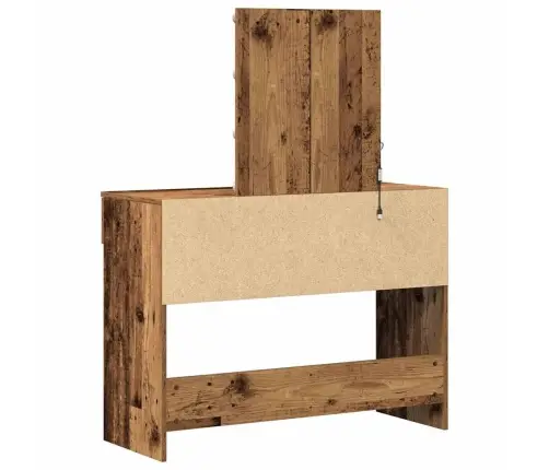 Grīdas Spogulis Ar Led Gaismām Veca Koka Un Inženierētā Koka Dizainā Vidaxl