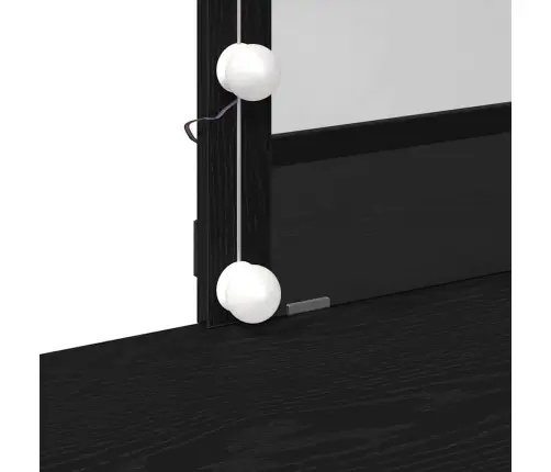 Kospēda Ar Spoguli Un Led Gaismām Melns Ozola Inženierijas Koks Vidaxl