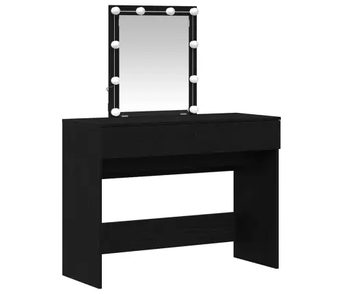 Kospēda Ar Spoguli Un Led Gaismām Melns Ozola Inženierijas Koks Vidaxl