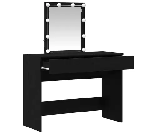 Kospēda Ar Spoguli Un Led Gaismām Melns Ozola Inženierijas Koks Vidaxl