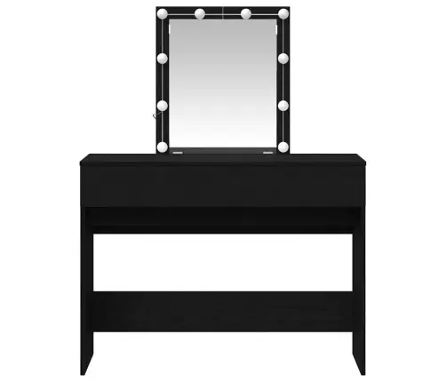 Kospēda Ar Spoguli Un Led Gaismām Melns Ozola Inženierijas Koks Vidaxl