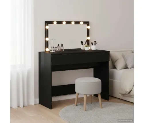 Grima Galdiņš Ar Led Melna Ozola 100X40X120 Cm Vidaxl