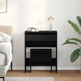 Tērpu Galds Melns Ozols 60 X 40 X 75 Cm Inženierijas Koks Vidaxl