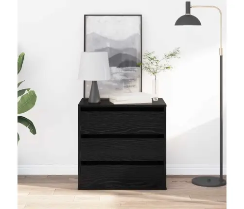 Atvilktņu Skapis Melns Ozols 60 X 41 X 58 Cm Inženierijas Koks Vidaxl