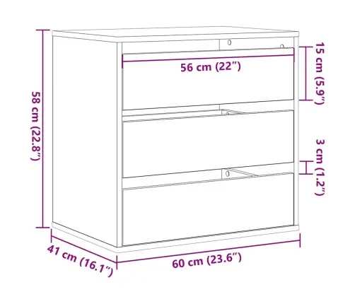 Atvilktņu Skapis Melns Ozols 60 X 41 X 58 Cm Inženierijas Koks Vidaxl
