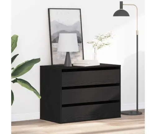 Stalčių Spintelė Juoda 80 X 41 X 58 Cm Apdirbta Mediena