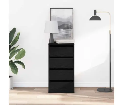 Stalčių Spintelė Juoda 40 X 41 X 76 Cm Apdirbta Mediena