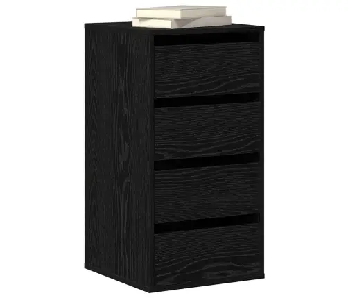 Stalčių Spintelė Juoda 40 X 41 X 76 Cm Apdirbta Mediena