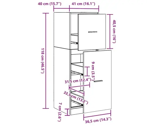 Aptieku Skapis Melna Ozola 40X41X118 Cm Inženiertērauda Vidaxl