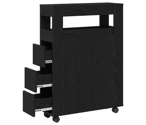 Šaurais Vannas Skapītis Ar Riteņiem Melnais Ozols Izturīgs Koks Vidaxl