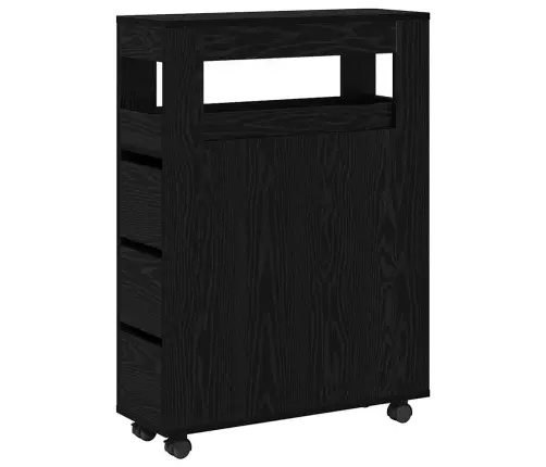 Šaurais Vannas Skapītis Ar Riteņiem Melnais Ozols Izturīgs Koks Vidaxl