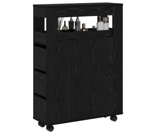 Šaurais Vannas Skapītis Ar Riteņiem Melnais Ozols Izturīgs Koks Vidaxl