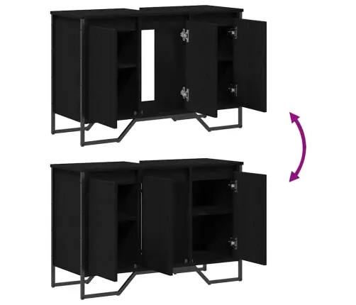 Kraanikausi Kapp Muu Uksega Must Tamm 91 X 35 X 60 Cm Tehispuit