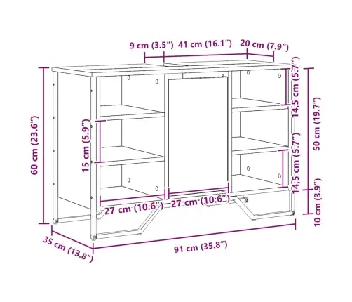 Vonios Kriauklės Spinta Juodas Ąžuolas 91 X 35 X 60 Cm