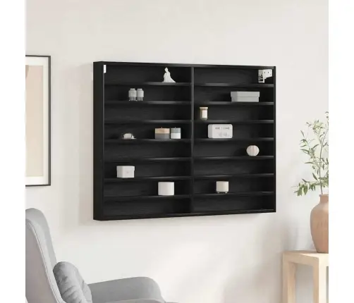 Izstādes Skapis Ar Plauktu Melns Ozolkoks 100 X 8,5 X 75 Cm Vidaxl