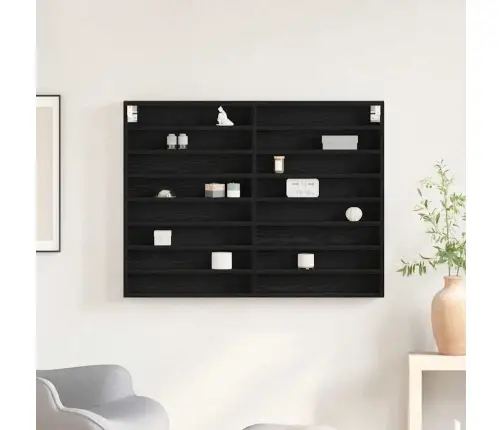 Izstādes Skapis Ar Plauktu Melns Ozolkoks 100 X 8,5 X 75 Cm Vidaxl