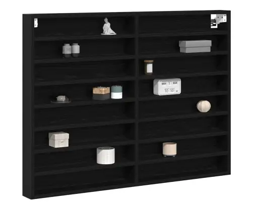 Izstādes Skapis Ar Plauktu Melns Ozolkoks 100 X 8,5 X 75 Cm Vidaxl