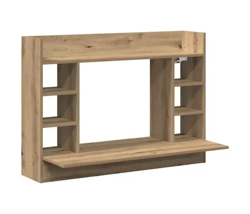 Pie Sienas Stiprināms Rakstāmgalds Ar Plauktu Amatnieku Ozola Vidaxl