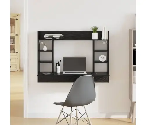 Prie Sienos Tvirtinamas Rašomasis Stalas Juoda Ąžuolo