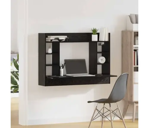 Prie Sienos Tvirtinamas Rašomasis Stalas Juoda Ąžuolo