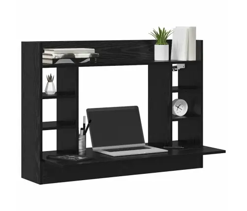 Prie Sienos Tvirtinamas Rašomasis Stalas Juoda Ąžuolo