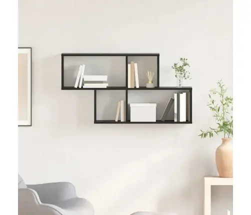 Sienas Plaukts Ar Plauktu Piestiprināts Pie Sienas Melns Ozols Vidaxl