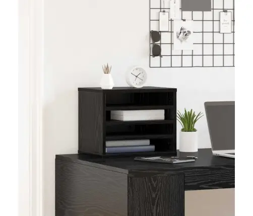 Galda Organizators Melns Ozolkoks 36 X 26 X 29.5 Cm Vidaxl