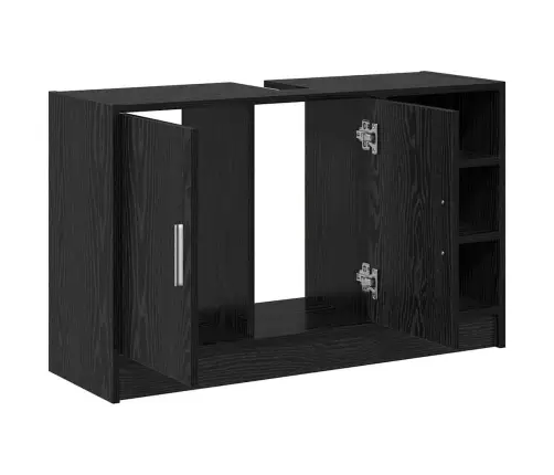 Izlietnes Skapis Ar Uzglabāšanu Melns Ozolkoks 90 X 29 X 55 Cm Vidaxl