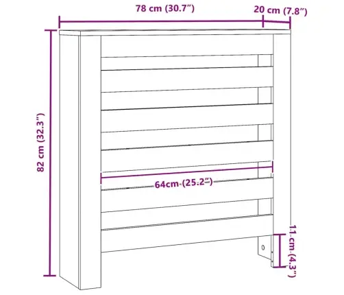 Radiatora Vāks Melns Ozolkoks 78 X 20 X 82 Cm Vidaxl