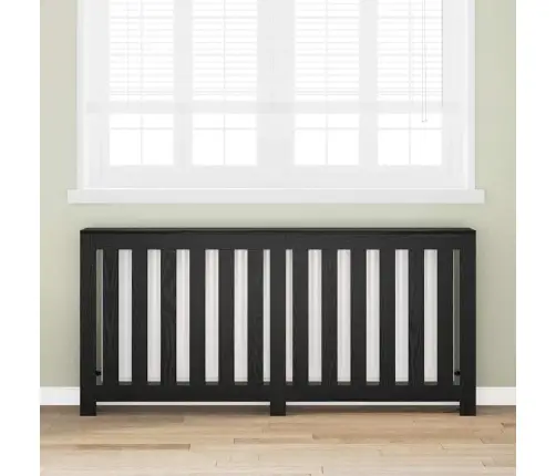 Radiatora Vāks Melns Ozolkoks 175 X 20 X 82 Cm Vidaxl