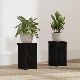 Augu Statīvs 2 Pcs Melns Ozols 10 X 10 X 18 Cm Vidaxl