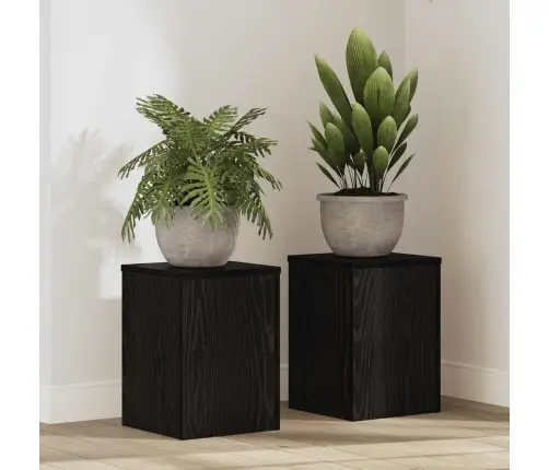 Augalų Stovas 2 Pcs Juoda Ąžuolo 25 X 25 X 35 Cm