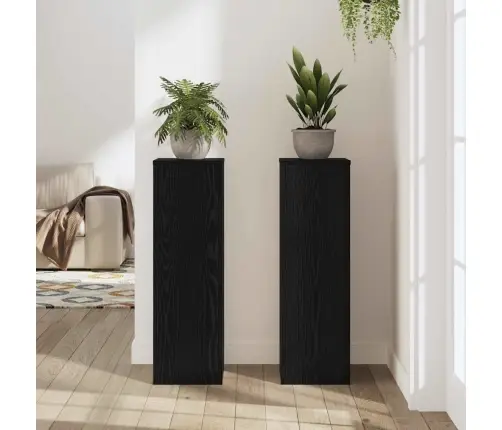 Taimede Alus 2 Pcs Must Tamm 25 X 25 X 80 Cm Tehispuit